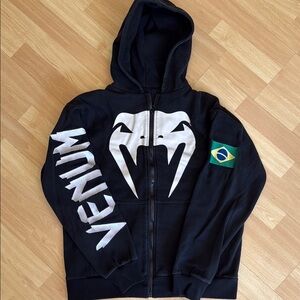 Venum Black Hoodie with White Logo